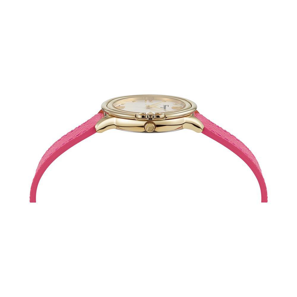 商品Salvatore Ferragamo|Women's Swiss Studmania Pink Saffiano Leather Strap Watch 34mm,价格¥8012,第4张图片详细描述
