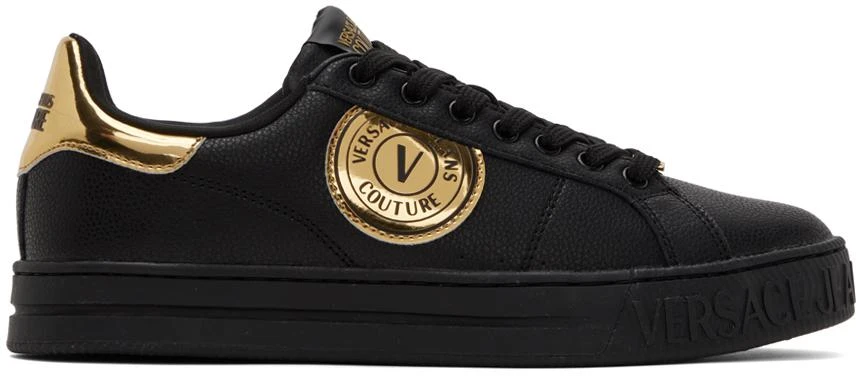 商品Versace|Black V-Emblem Court 88 Sneakers,价格¥1023,第1张图片