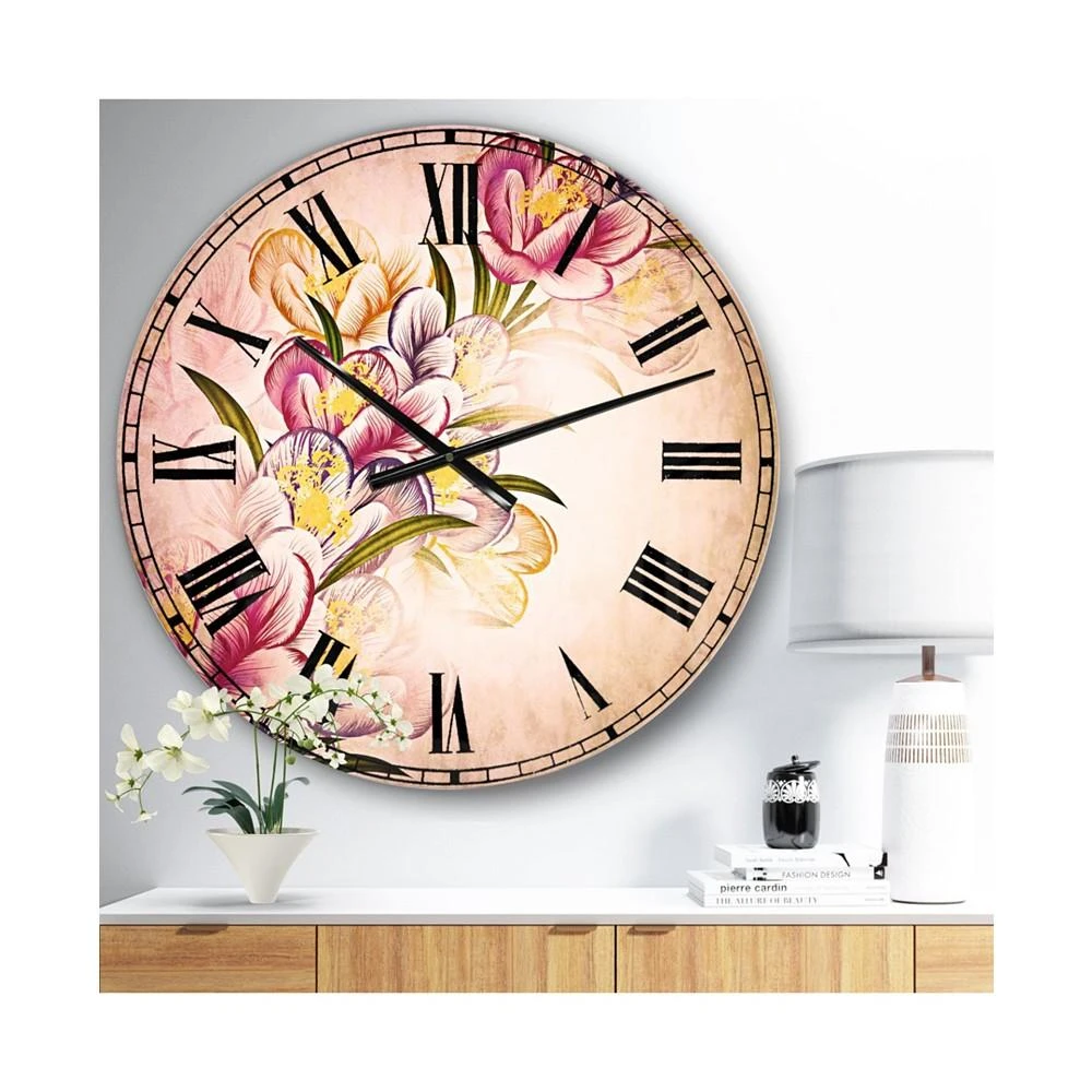 商品Designart|Floral Oversized Round Metal Wall Clock,价格¥1221,第2张图片详细描述