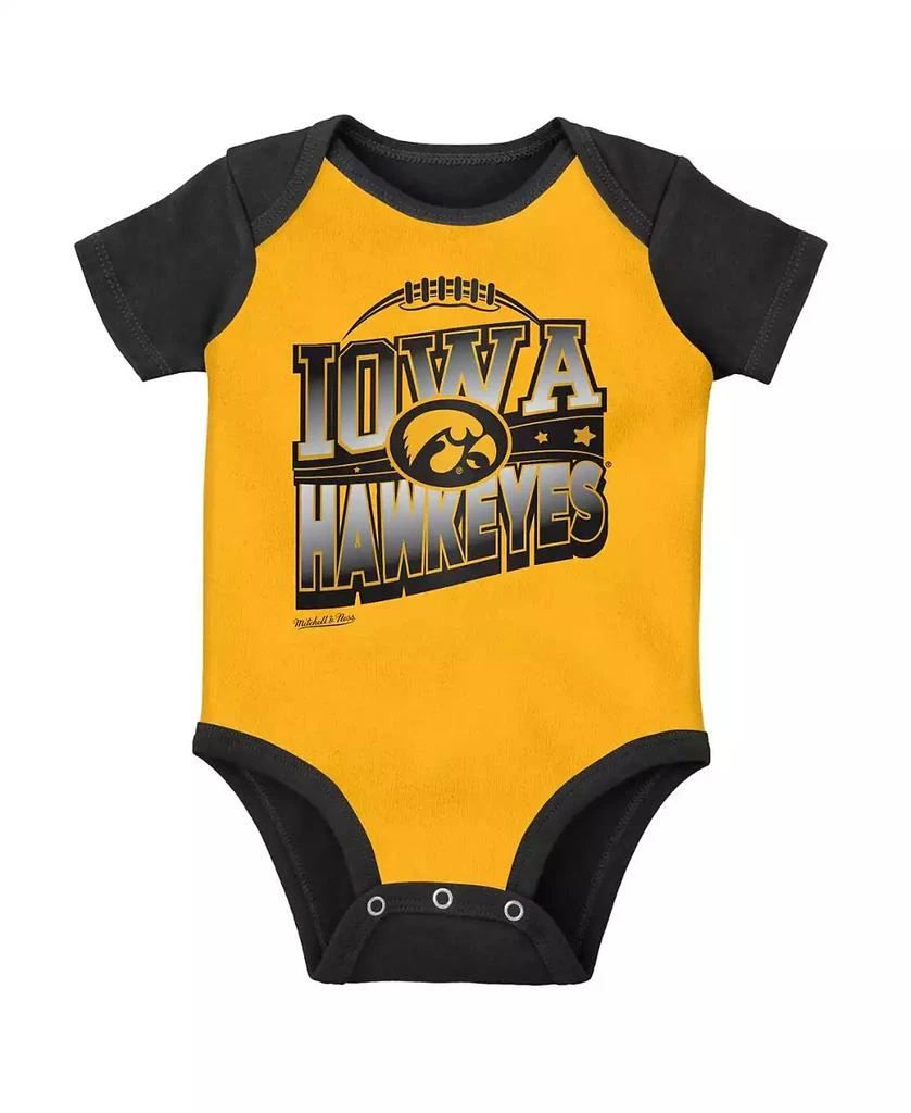 商品Mitchell & Ness|Baby Boys and Girls Mitchell and Ness Black, Gold Iowa Hawkeyes 3-Pack Bodysuit, Bib and Bootie Set,价格¥347,第4张图片详细描述