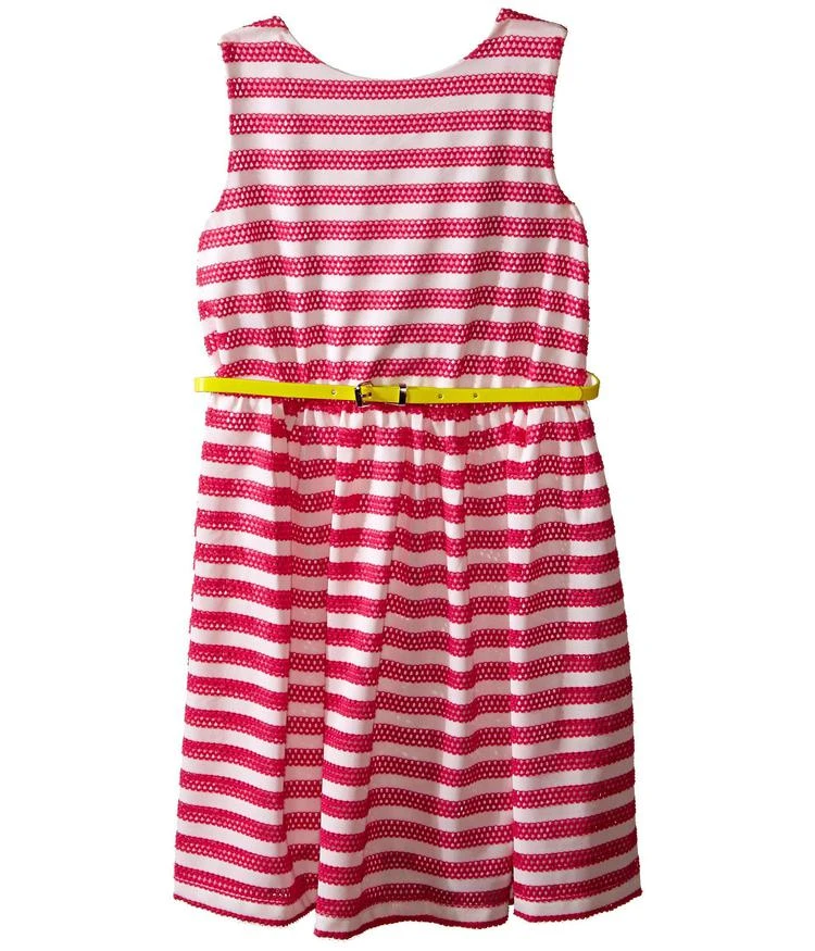 商品Us Angels|Scuba & Mesh Sleeveless Bow Back Dress w/ Belt & Full Skirt (Big Kids),价格¥169,第1张图片