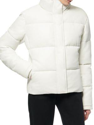 Faux Leather Puffer Jacket商品第1张图片规格展示