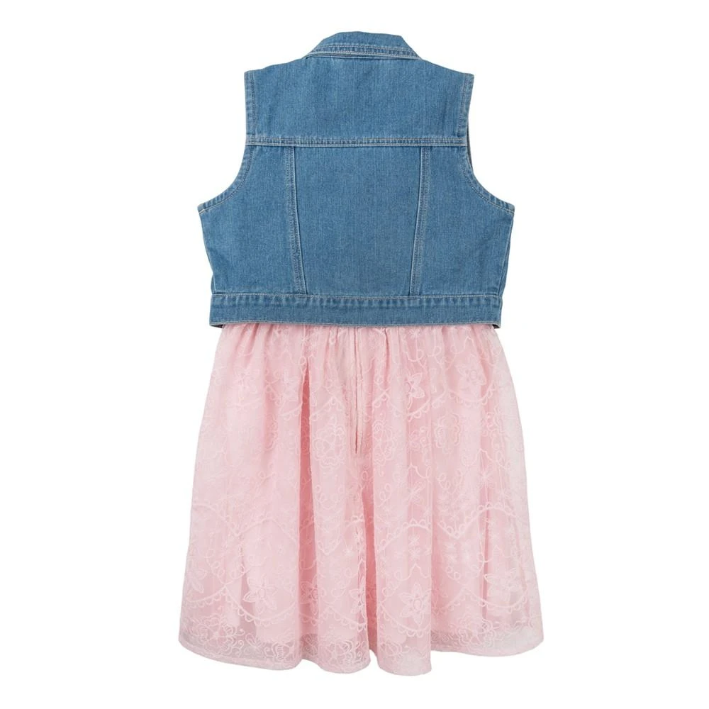 商品Rare Editions|Big Girls Denim Vest and Embroidered Dress Outfit, 2 PC,价格¥173,第5张图片详细描述