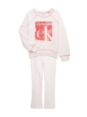 商品Calvin Klein|Little Girls 2-Piece Sweatshirt & Pants Set,价格¥227,第1张图片