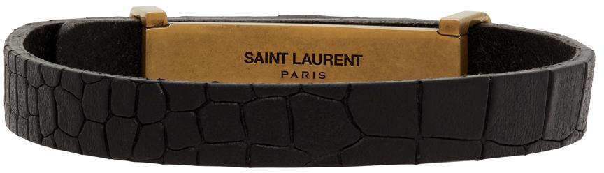 商品Yves Saint Laurent|Black Croc Belt Bracelet,价格¥2871,第6张图片详细描述