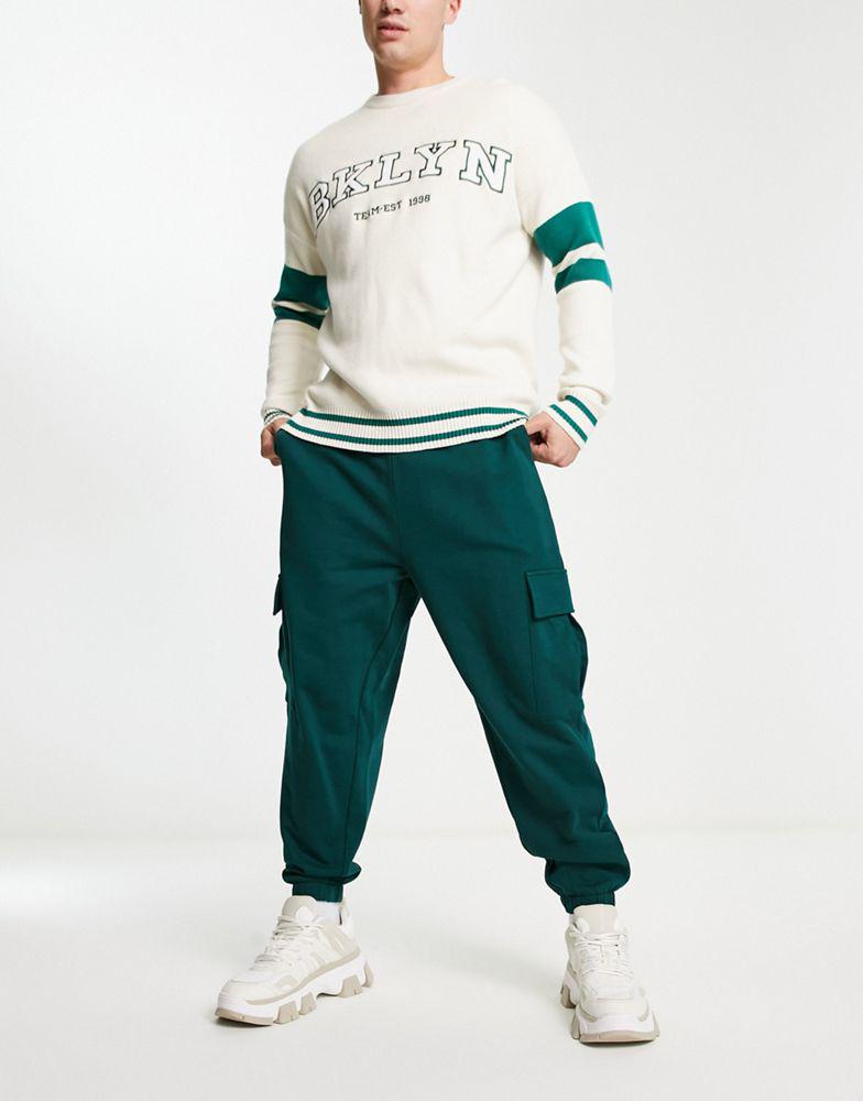 ASOS DESIGN oversized cargo joggers in green商品第1张图片规格展示