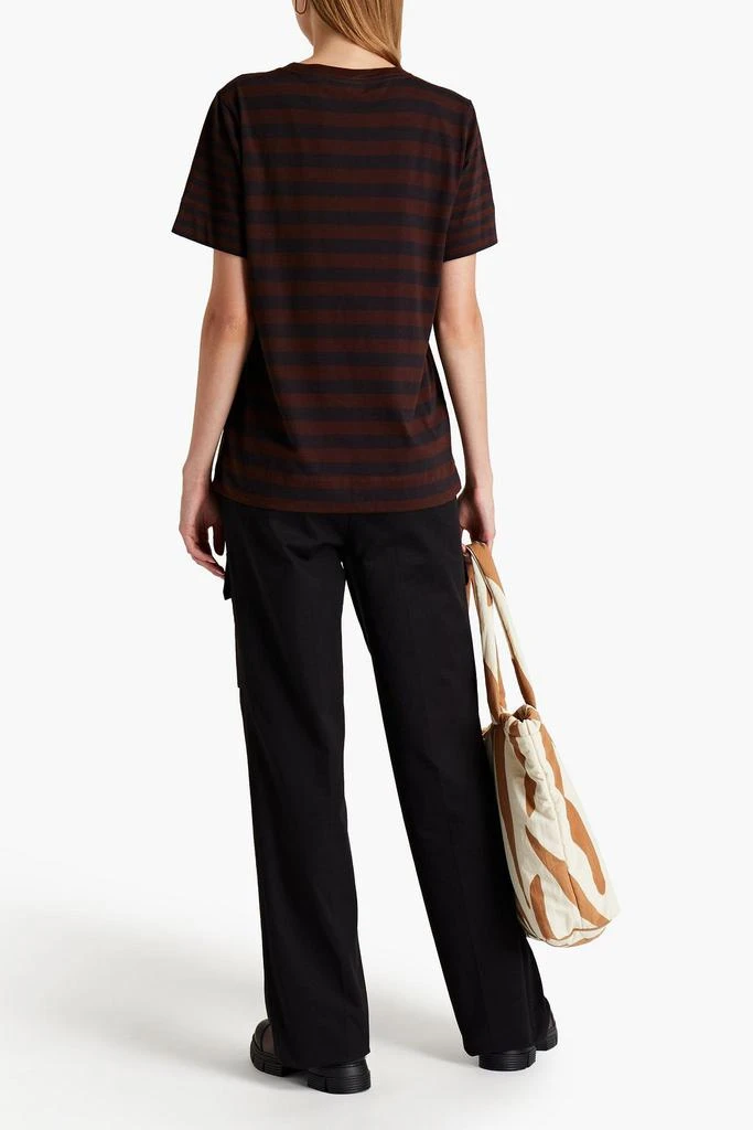 商品Ganni|Striped organic cotton-jersey T-shirt,价格¥315,第1张图片