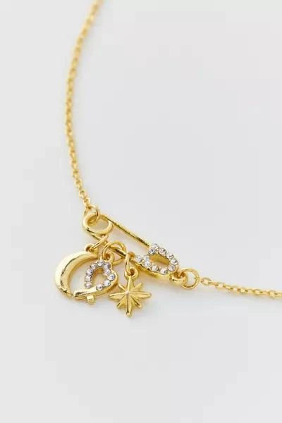 14k Gold Plated Safety Pin Charm Necklace 商品