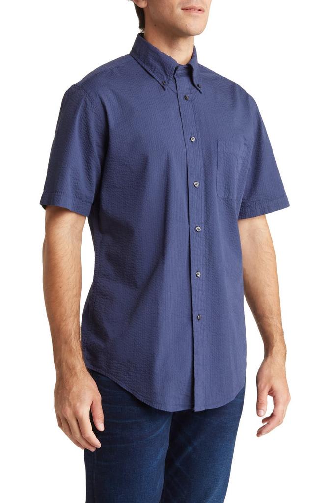 Regent Fit Short Sleeve Cotton Seersucker Shirt商品第1张图片规格展示