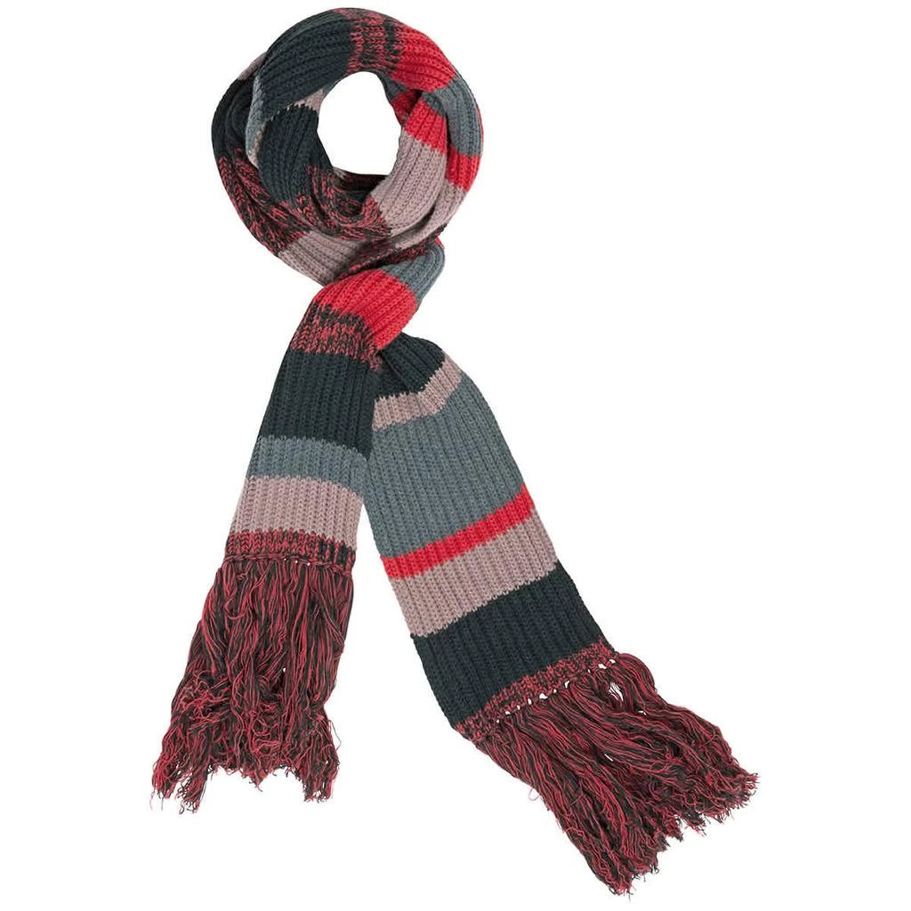 商品Burberry|Burberry Striped Rib Knit Wool Cashmere Scarf In Bright Peony,价格¥798,第1张图片