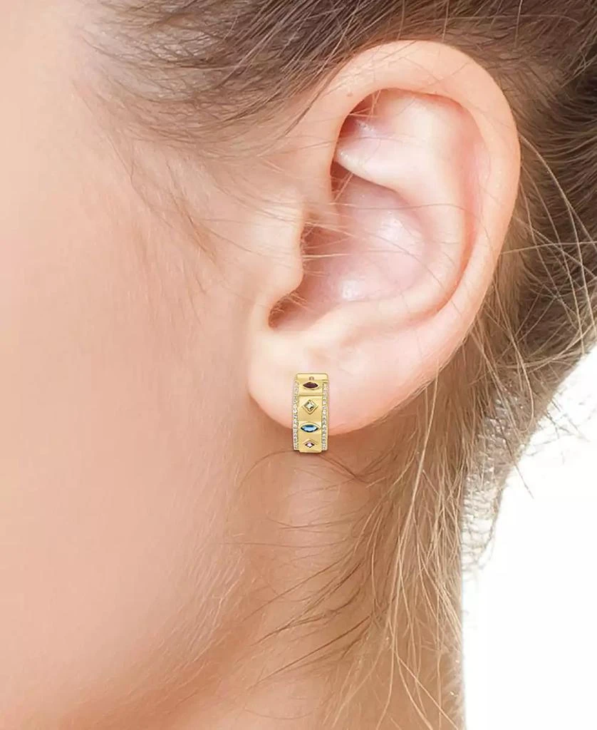 商品Effy|EFFY® Multi-Gemstone (3/4 ct. t.w.) & Diamond (1/4 ct. t.w.) Small Hoop Earrings in 14k Gold, 0.71",价格¥16295,第2张图片详细描述