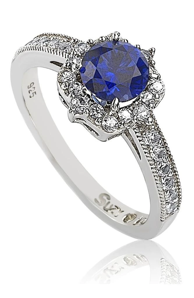 商品Suzy Levian|Sterling Silver Sapphire Center Stone & CZ Ring,价格¥1873,第1张图片