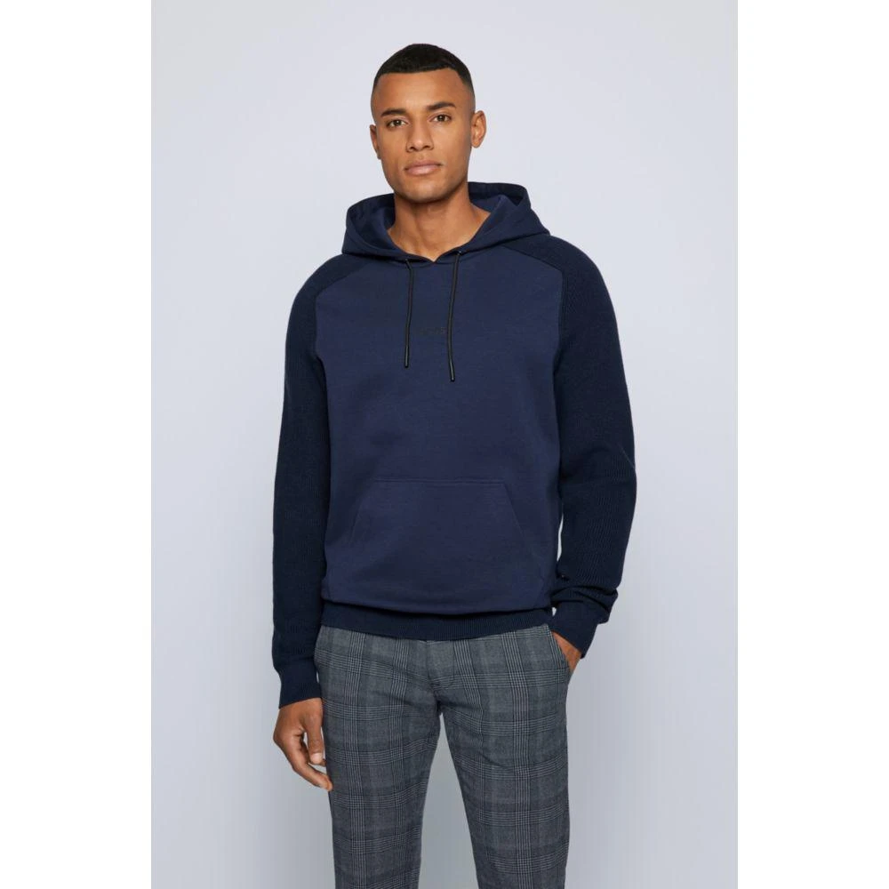商品Hugo Boss|HUGO BOSS - Hybrid Hooded Sweater In Relaxed Fit With Logo Print,价格¥819,第3张图片详细描述