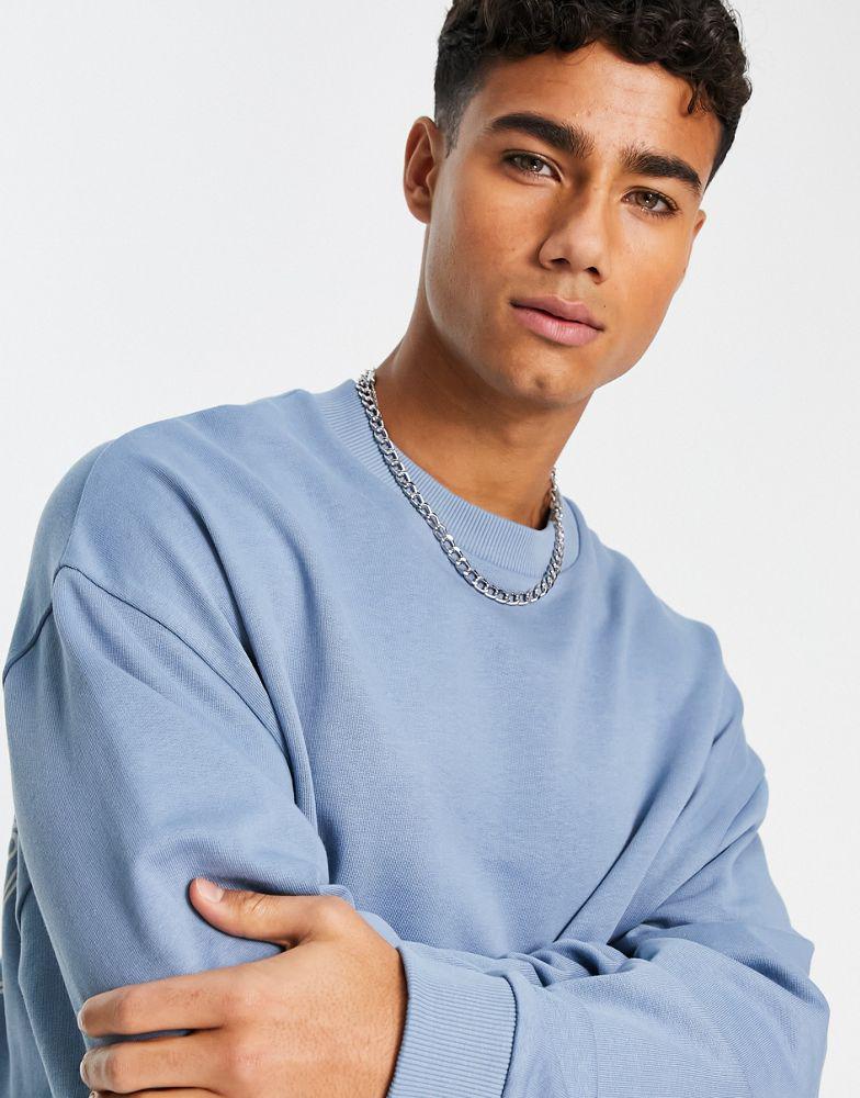 ASOS Actual oversized sweatshirt with outdoors club back print in blue商品第2张图片规格展示
