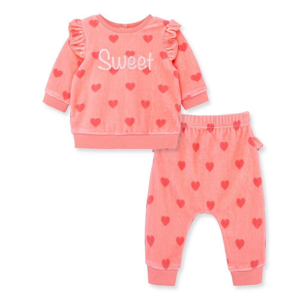 Baby Girls Sweet Heart T-shirt and Pants, 2-Piece Set商品第1张图片规格展示