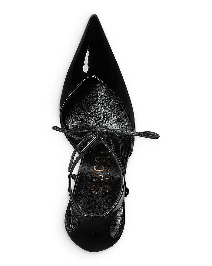 商品Gucci|Women's Pointed Toe Ankle Tie High Heel Pumps,价格¥7455,第3张图片详细描述