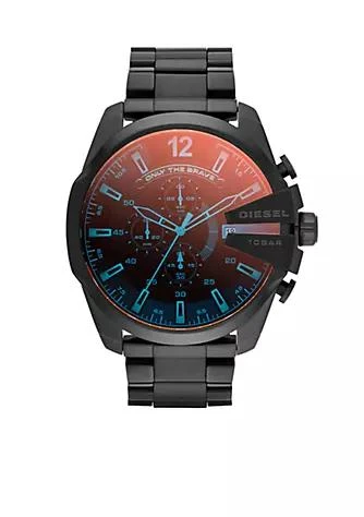 商品Diesel|Mens Black Stainless Steel And Iridescent Dial Chronograph Mega Chief Watch,价格¥1940,第1张图片