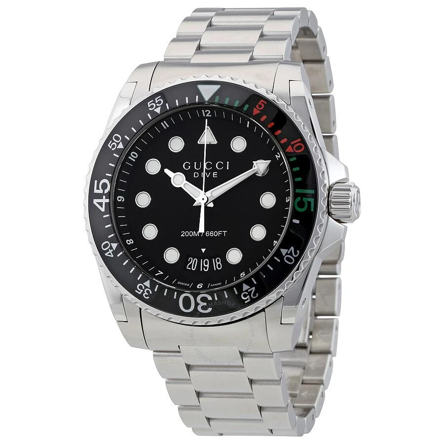 商品Gucci|Dive XL Black Dial Stainless Steel Men's Watch YA136208,价格¥7333,第1张图片