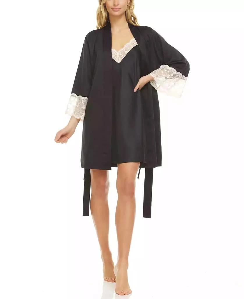 Kit Heart Lace Matte Charmeuse Wrap Robe 商品