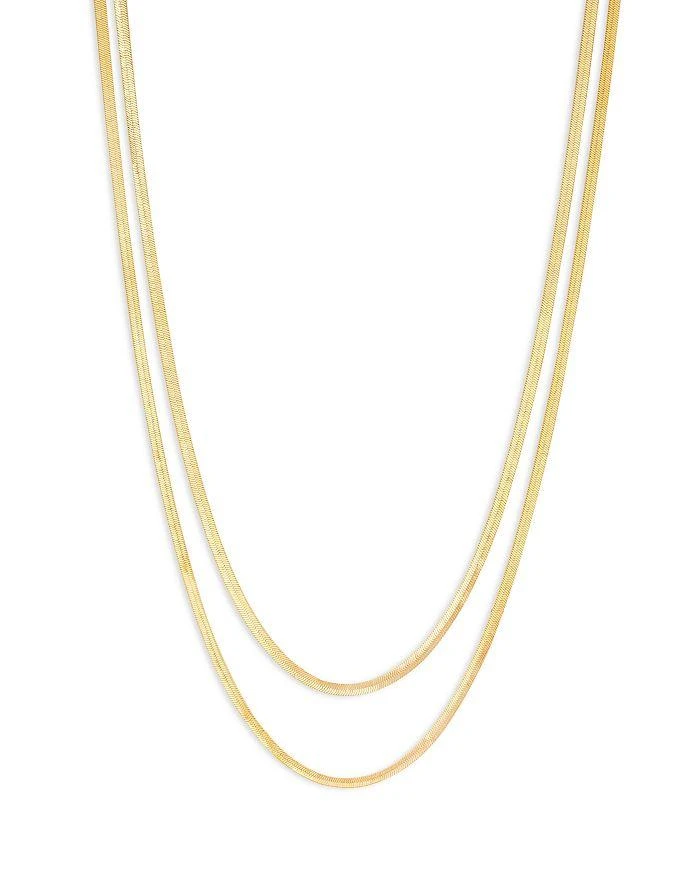 商品Shashi|Double Chain Necklace in 14K Gold Plated, 16",价格¥502,第3张图片详细描述