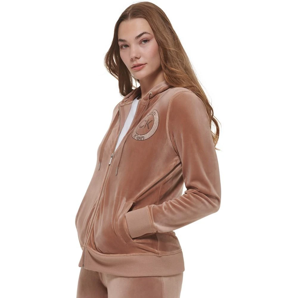 商品Calvin Klein|Velour Jacket With Crystal Logo Detail,价格¥200,第3张图片详细描述