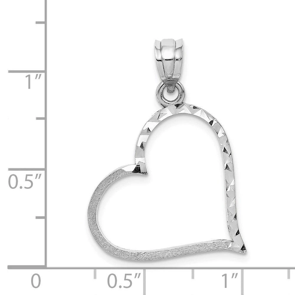 商品Diamond2Deal|14k White Gold Solid Satin Diamond-cut Reversible Heart Pendant,价格¥1926,第3张图片详细描述