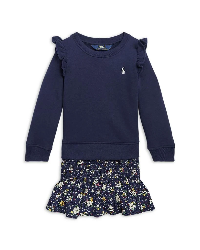 商品Ralph Lauren|Girls' Floral Fleece Sweatshirt Dress - Big Kid,价格¥316,第1张图片详细描述