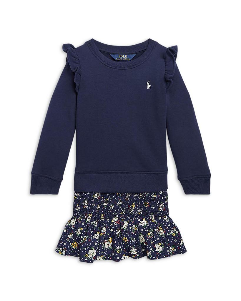 商品Ralph Lauren|Girls Floral Fleece Sweatshirt & Dress Separates - Little Kid, Big Kid,价格¥417-¥442,第1张图片