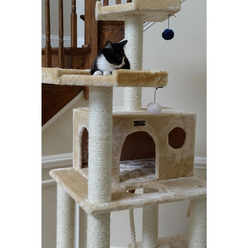 72" Real Wood Cat Tree With Spacious Condo, Scratching Post 商品