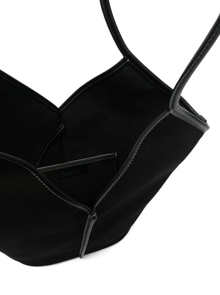 商品Hereu|Calella Black Shopper in Calf Leather and Canvas with White Contrast Stitching,价格¥2197,第4张图片详细描述