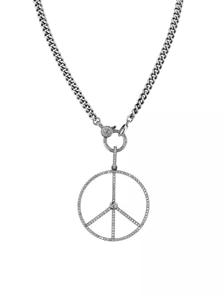 商品Sheryl Lowe|Peace Sign Sterling SIlver & 1.72 TCW Diamond Pendant Necklace,价格¥16459,第1张图片