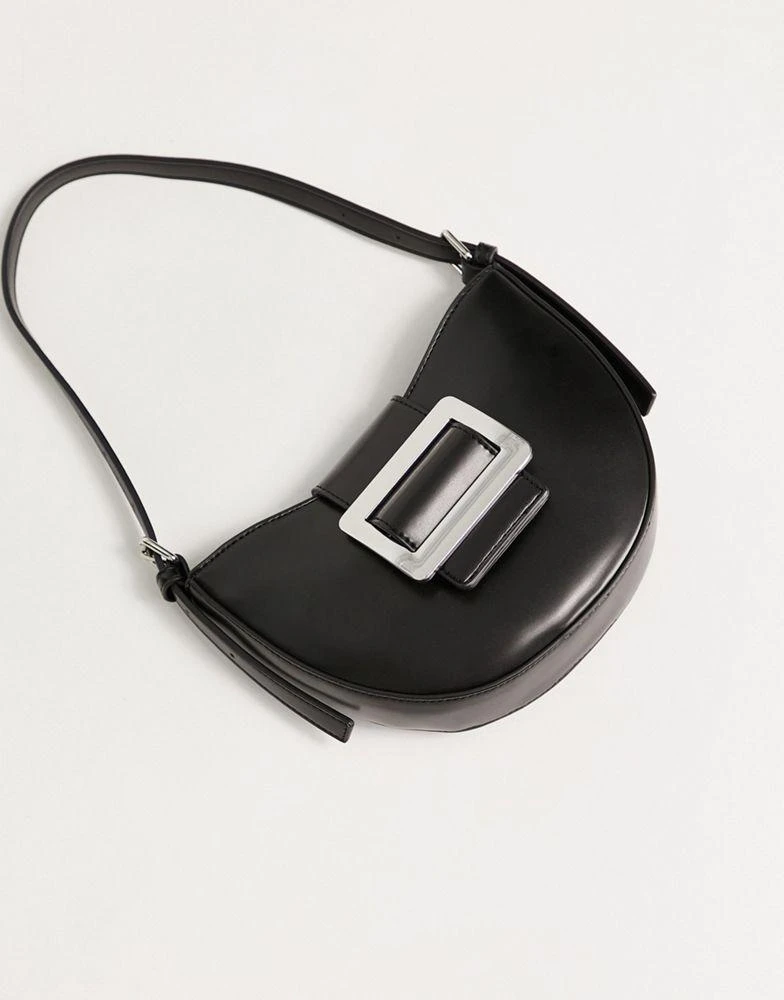 商品ASOS|ASOS DESIGN curved 90s shoulder bag with buckle in black,价格¥175,第3张图片详细描述