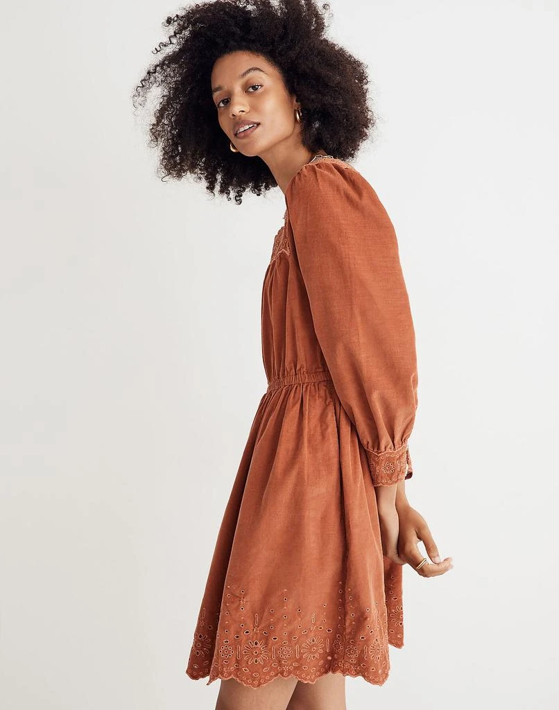 商品Madewell|Petite Embroidered Corduroy Square-Neck Mini Dress,价格¥394,第2张图片详细描述