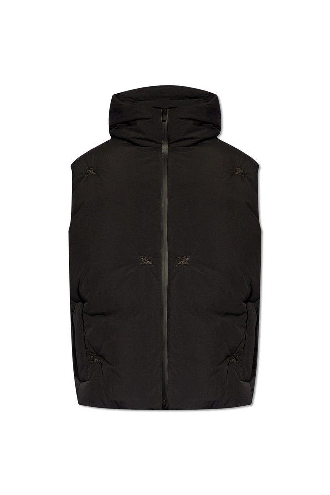 商品Burberry|Burberry Logo Embroidered Hooded Down Gilet,价格¥14974,第1张图片