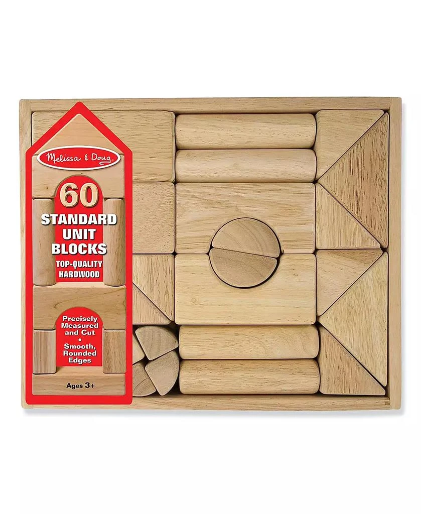 商品Melissa & Doug|Melissa & Doug Standard Unit Solid-Wood Building Blocks With Wooden Storage Tray (60 pcs),价格¥633,第1张图片