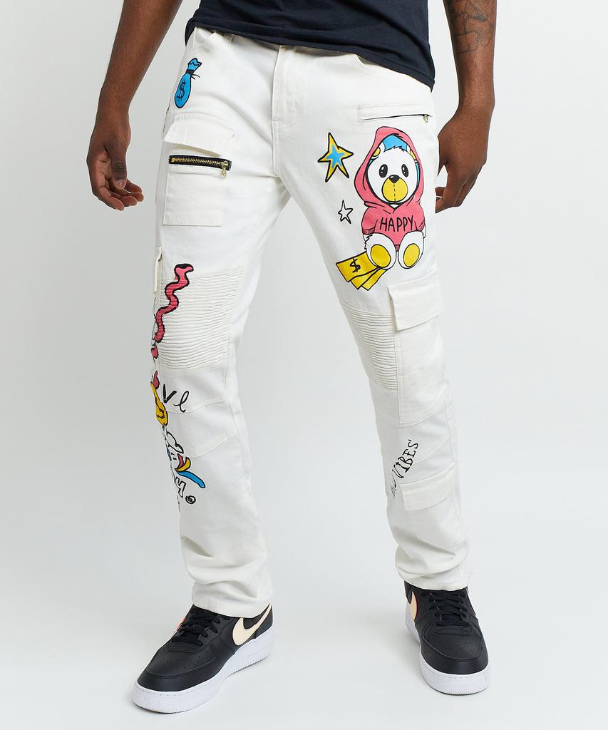 Money Bear Cargo Denim Jeans - White商品第1张图片规格展示