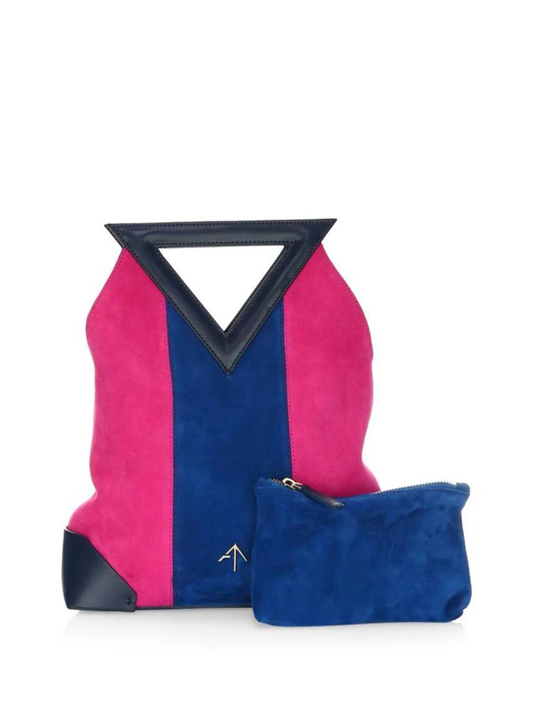 商品Manu Atelier|Manu Atelier - Triangle North Suede & Leather Mini Bag,价格¥1702,第4张图片详细描述
