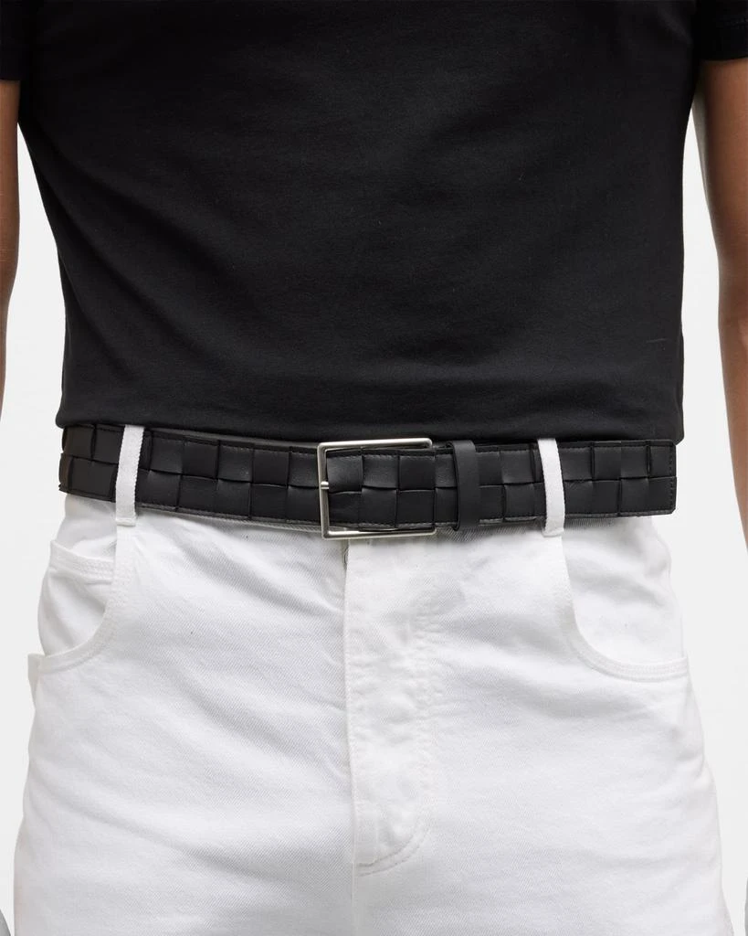 商品Bottega Veneta|Men's Cassette Intreccio Leather Belt,价格¥6102,第2张图片详细描述