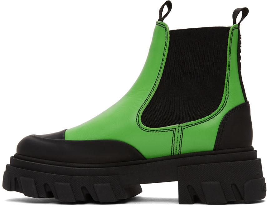 Green & Black Leather Ankle Boots商品第3张图片规格展示