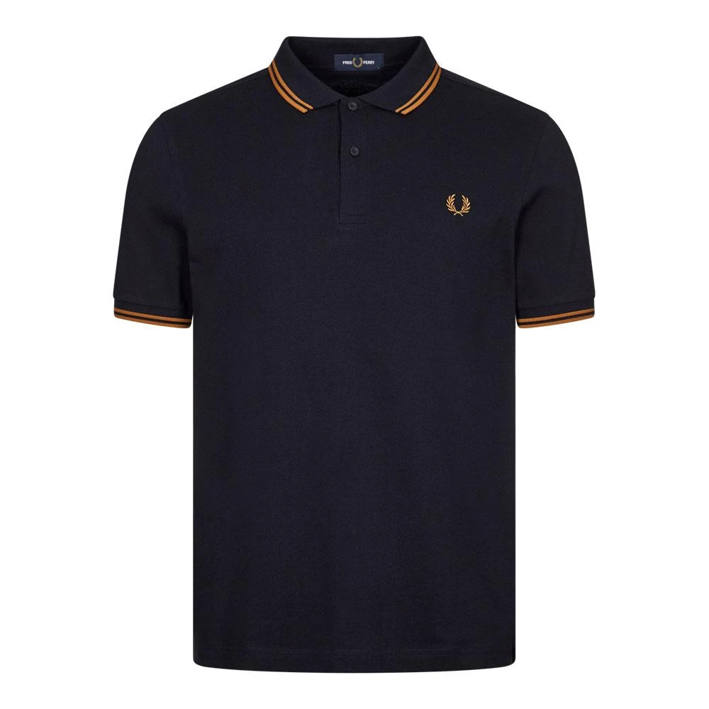 商品Fred Perry|Fred Perry Twin Tipped Polo Shirt - Navy / Dark Caramel,价格¥431,第1张图片