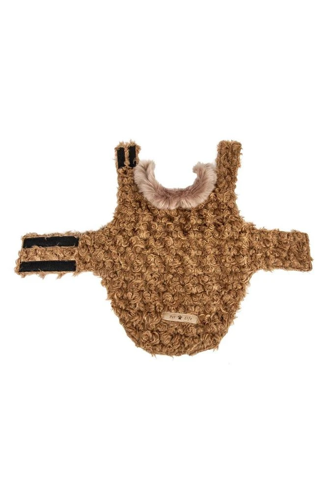 商品PET LIFE|LUXE 'Gilded Rawflled' Gold Fleck Designer Faux Fur Dog Coat,价格¥306,第4张图片详细描述