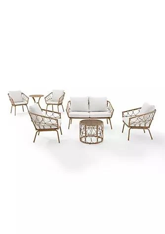 商品Crosley Furniture|Furniture Crosley Furniture Ko70401na Cr 111 X 121 X 36 In. Juniper Outdoor Wicker Conversation Bistro Set   Creme Natural   7 Piece,价格¥16650,第1张图片