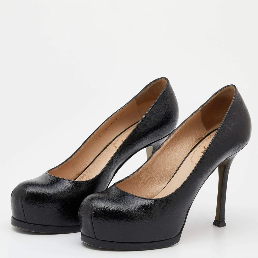 商品[二手商品] Yves Saint Laurent|Yves Saint Laurent Black Leather Tribtoo Platform Pumps Size 36,价格¥1522,第2张图片详细描述
