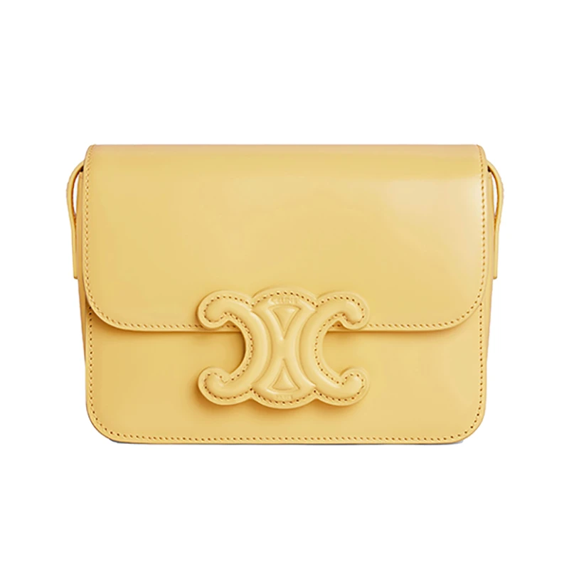 CELINE/赛琳 22新款TRIOMPHE系列 女士雌蕊黄色小牛皮徽标按扣翻盖开合单肩包 商品