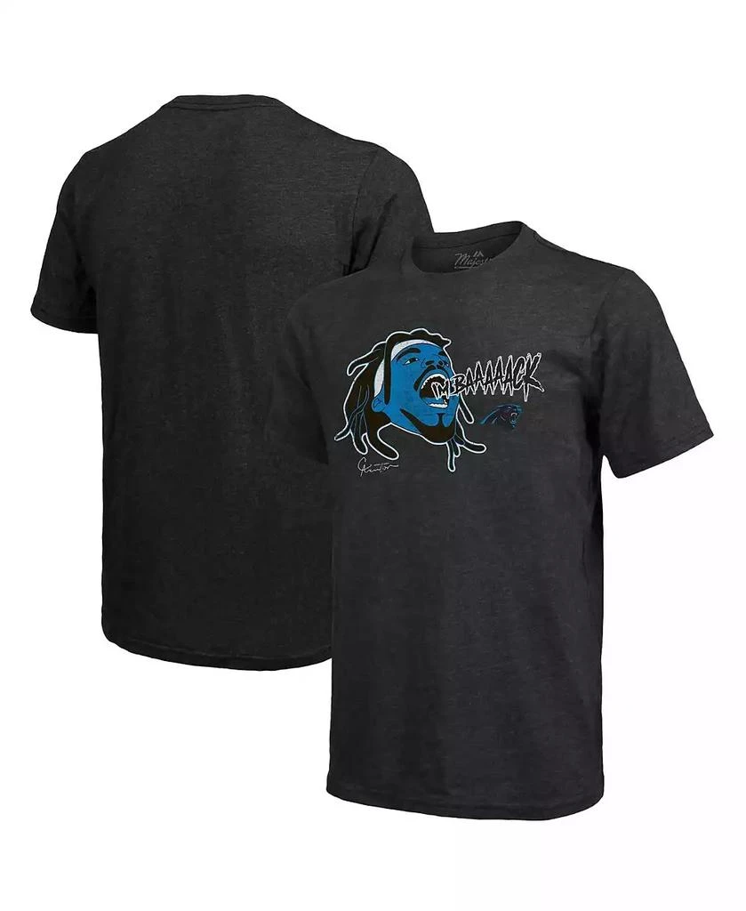 商品Majestic|Men's Threads Cam Newton Black Carolina Panthers Tri-Blend Player Graphic T-shirt,价格¥313,第2张图片详细描述