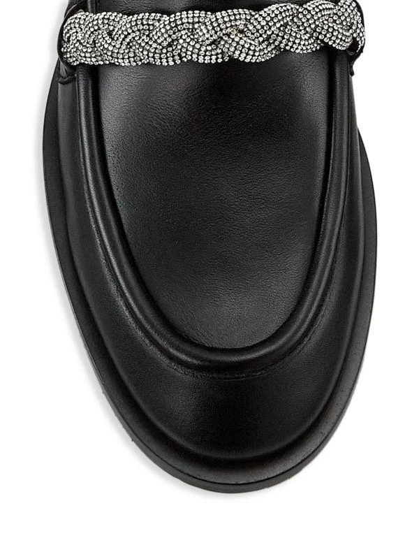 商品Stuart Weitzman|Palmer Crystal-Embellished Leather Loafers,价格¥730,第4张图片详细描述