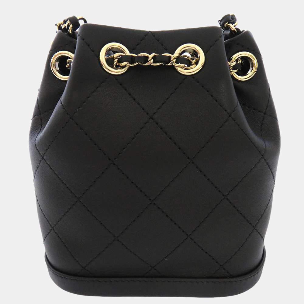 Chanel Black Leather Egyptian Amulet CC Mini Bucket Bag商品第3张图片规格展示