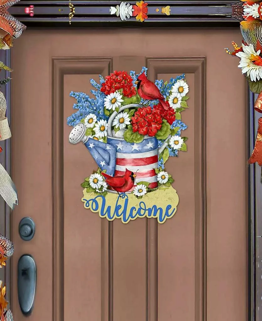 商品Designocracy|Holiday Wooden Door Decor Wall Decor American Watering Can S. Winget,价格¥989,第1张图片