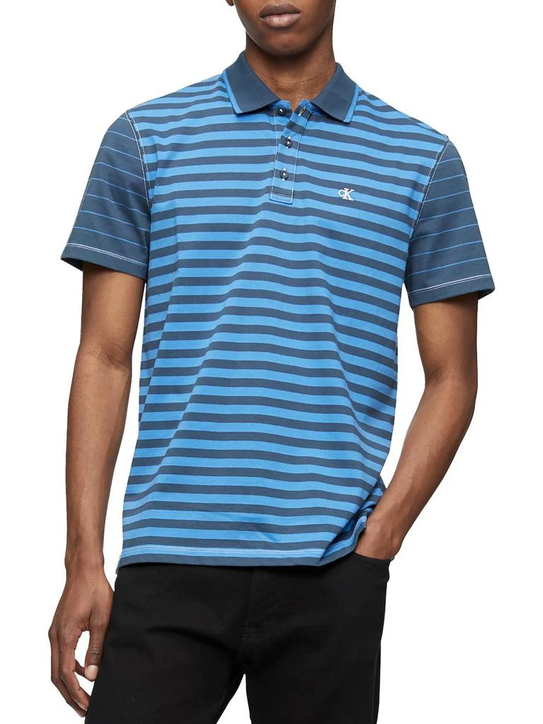 商品Calvin Klein|Mens Stripe Short Sleeve Polo,价格¥215,第1张图片