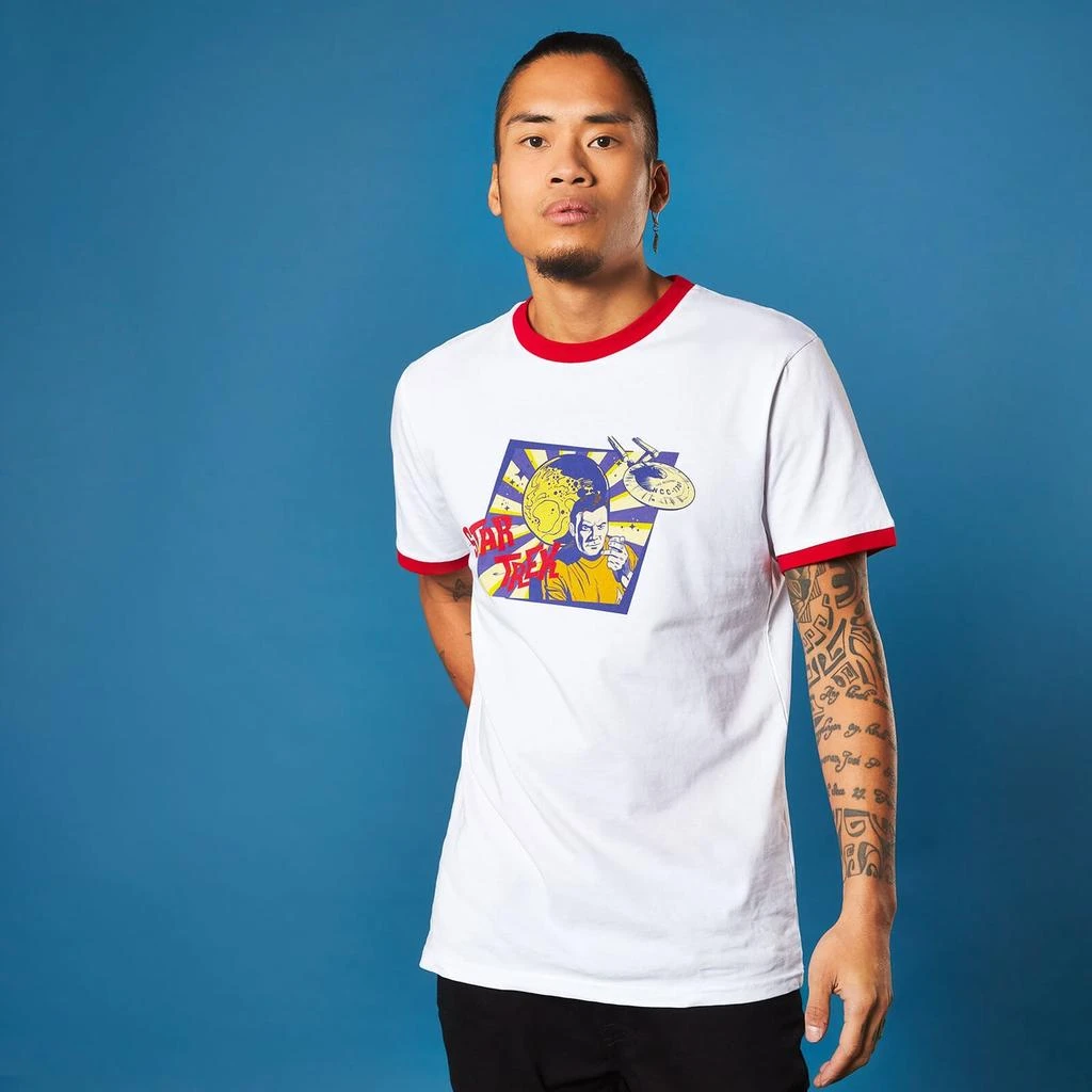 商品Original Hero|Retro Captain Kirk Star Trek T-shirt - White/ Red Ringer,价格¥169,第2张图片详细描述